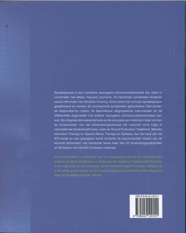 Handboek spraakapraxie bij volwassenen achterkant