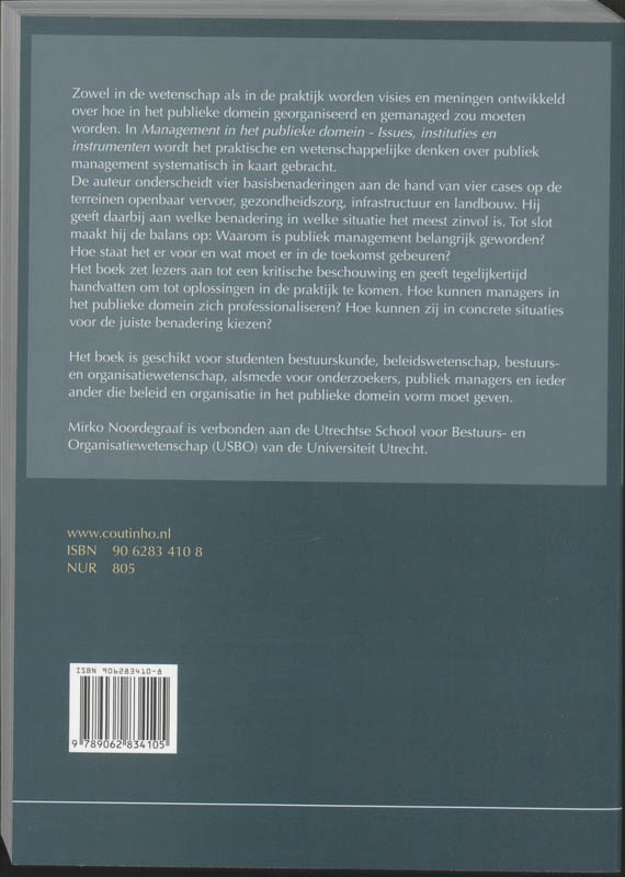 Management in het publieke domein achterkant