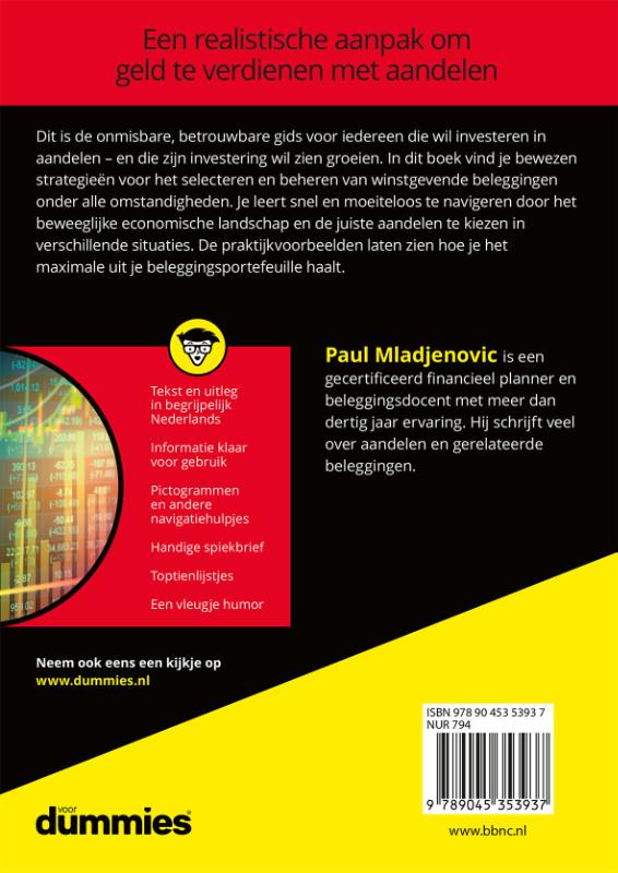 Beleggen in aandelen voor dummies / Voor Dummies achterkant