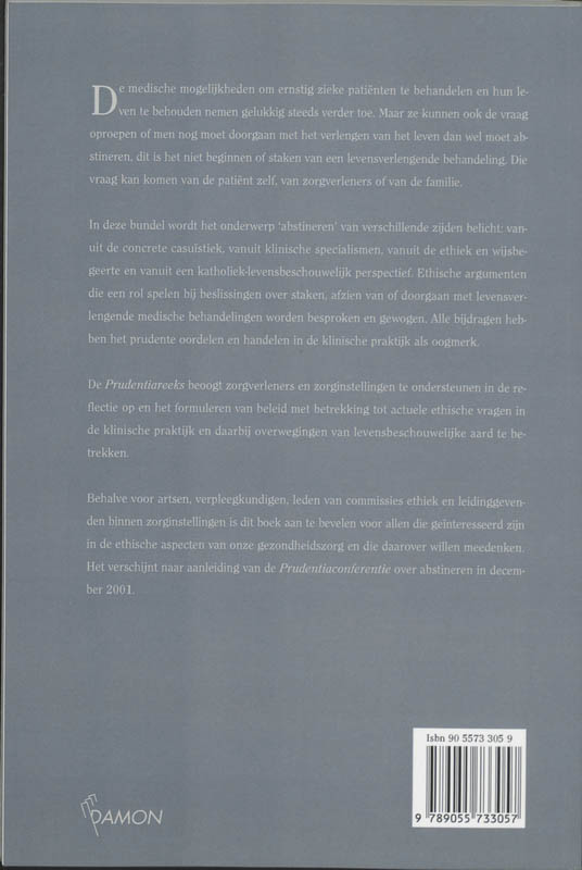 Abstineren / Prudentiareeks achterkant