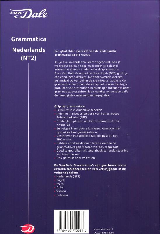 Van Dale grammatica - Van Dale grammatica Nederlands (NT2) achterkant