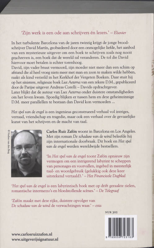 Het kerkhof der vergeten boeken 2: Het spel van de engel / Het kerkhof der vergeten boeken / 2 achterkant