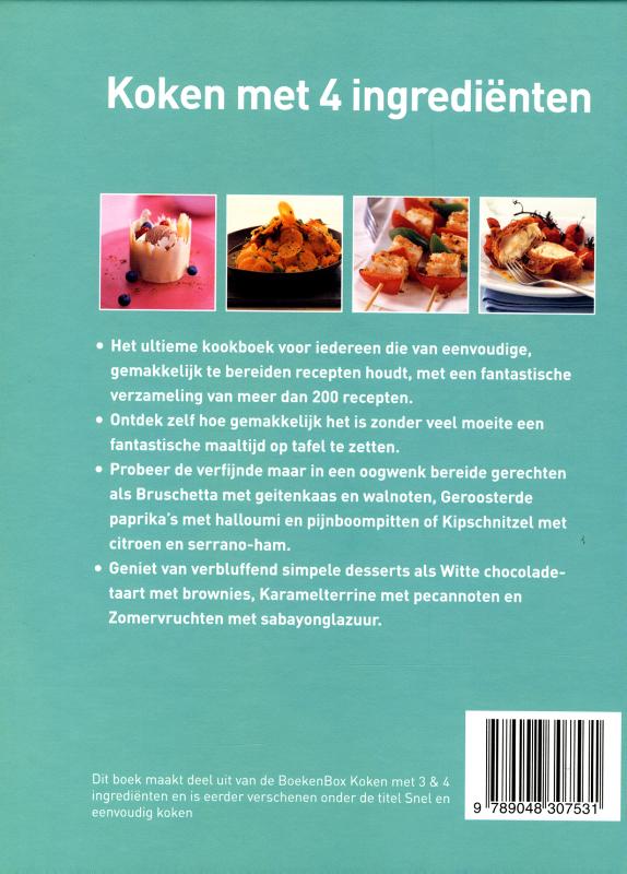 Koken met 4 ingredienten achterkant