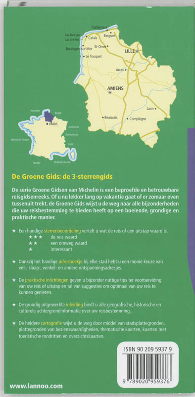 Picardie  Nord De Calais 2007 59376 Michelin Groene Gidsen Nederlandstalig achterkant