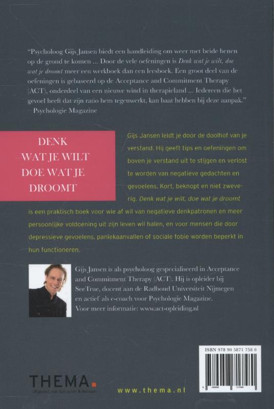 Denk wat je wilt doe wat je droomt achterkant