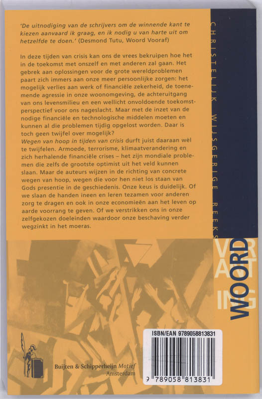 Wegen van hoop in tijden van crisis / Verantwoording achterkant