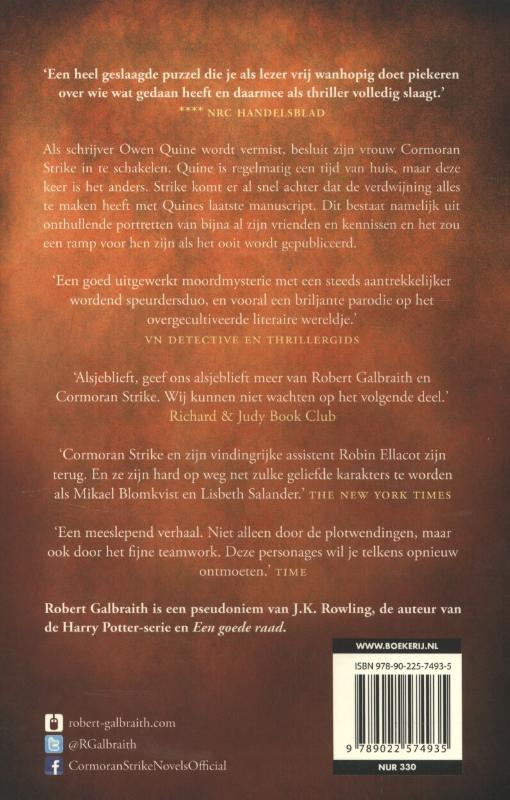 Zijderups / Cormoran Strike / 2 achterkant