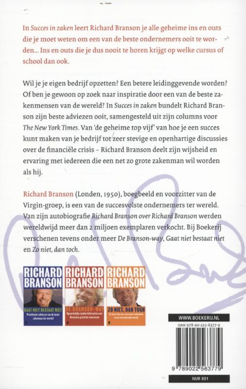 Succes in zaken achterkant