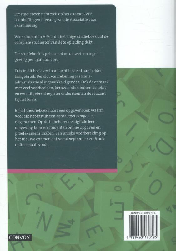 Vakopleiding Payroll Services 2016/2017 Loonheffingen Theorieboek achterkant