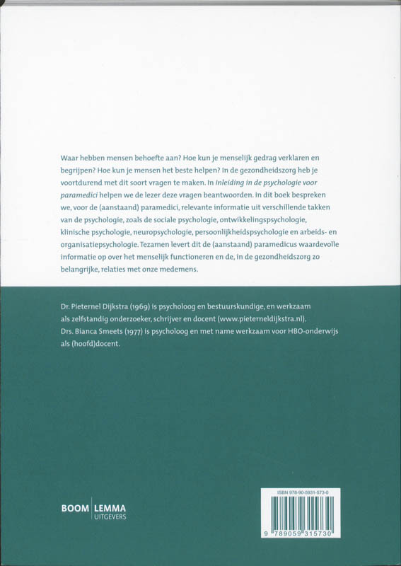 Inleiding in de psychologie voor paramedici achterkant