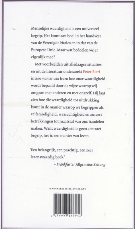 Een manier van leven achterkant