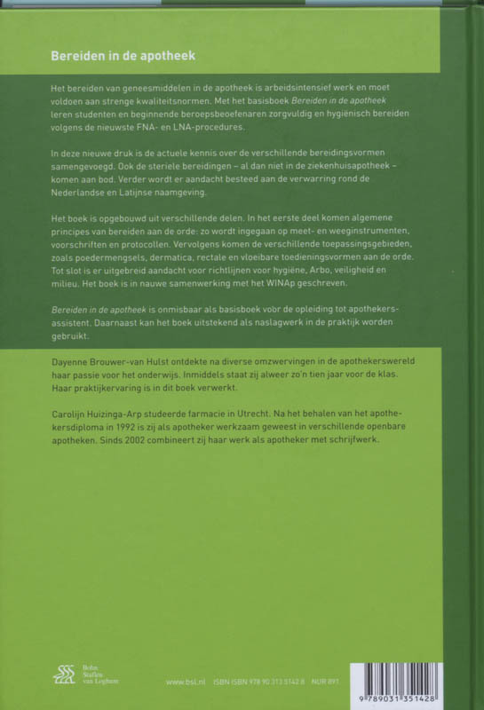 Bereiden in de apotheek / Basiswerk AG achterkant
