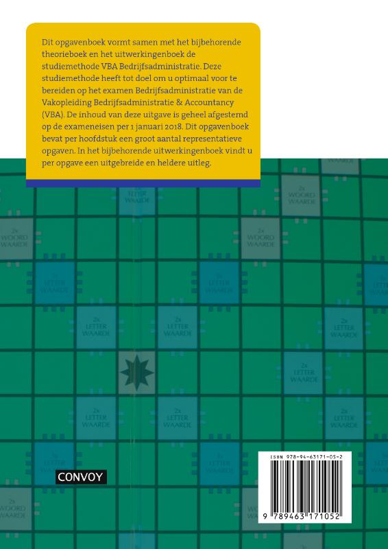VBA Bedrijfsadministratie met resultaat Opgavenboek achterkant