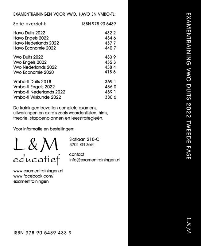Examentraining Vwo Duits 2022 achterkant