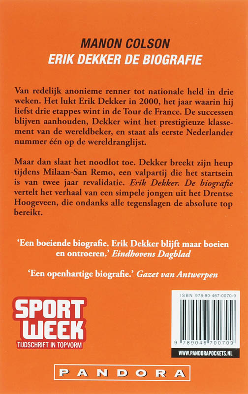 Erik Dekker de biografie / Pandora pockets achterkant