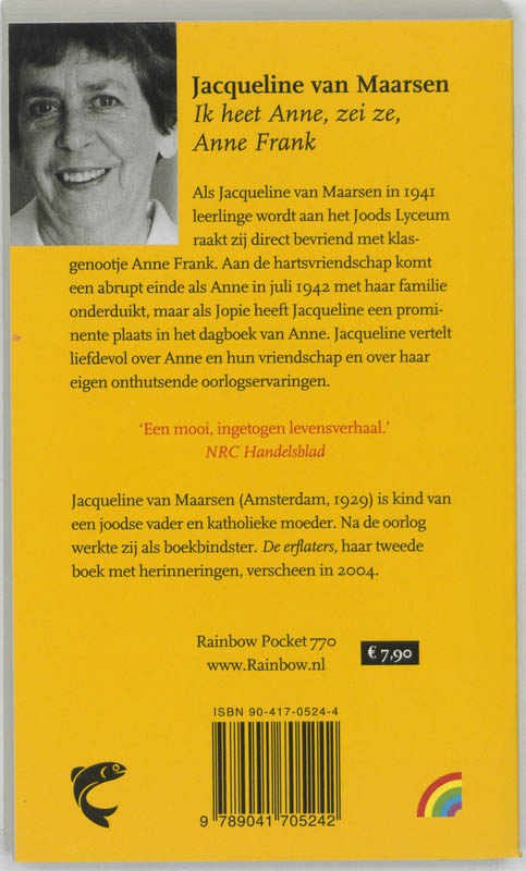 Ik heet Anne, zei ze, Anne Frank / Rainbow pocketboeken / 770 achterkant