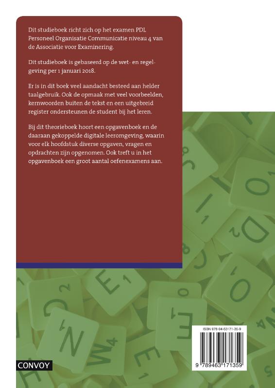 Praktijkdiploma loonadministratie Personeel Organisatie Communicatie 2018/2019 Theorieboek achterkant