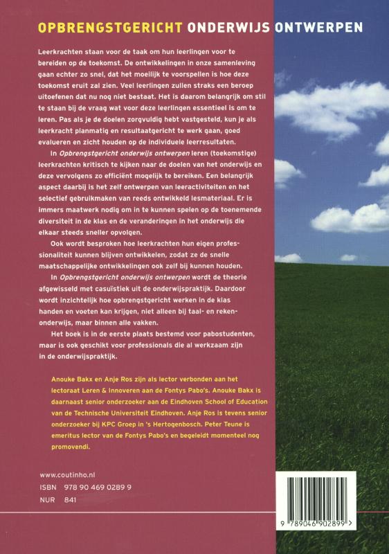 Opbrengstgericht onderwijs ontwerpen achterkant