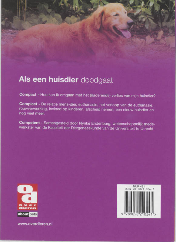 Als een huisdier doodgaat / Over Dieren achterkant