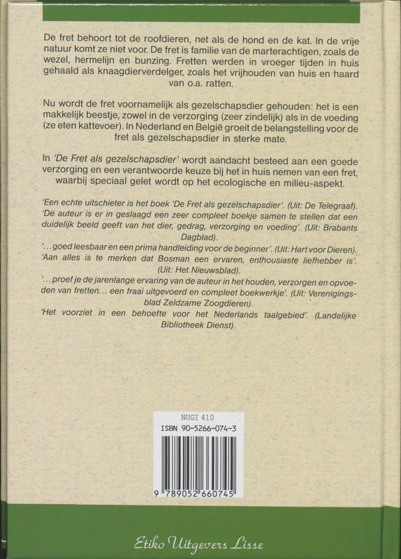 De fret als gezelschapsdier / Etiko huisdieren achterkant