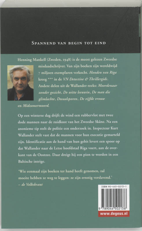 Honden van Riga / Inspecteur Wallander-reeks / 2 achterkant