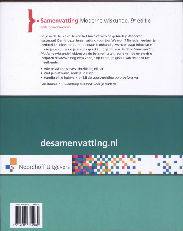 Samenvating havo/vwo Moderne Wiskunde achterkant