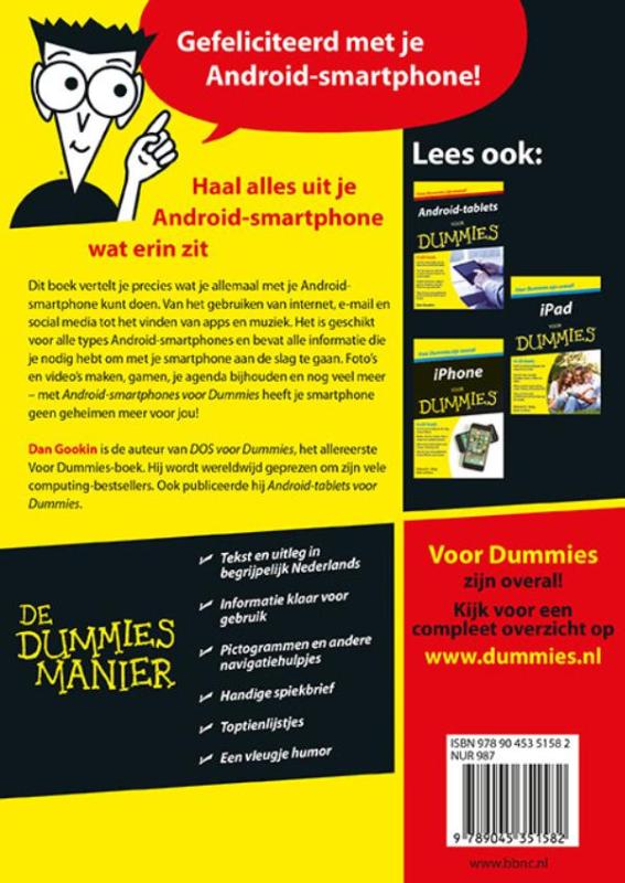 Android-smartphones voor Dummies / Voor Dummies achterkant