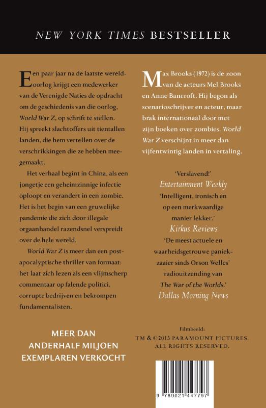 World war z achterkant