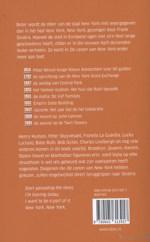 De canon van New York achterkant