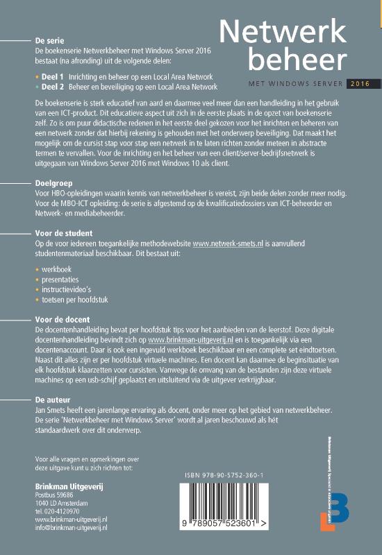 Netwerkbeheer met Windows Server 2016 en Windows 10 1 Inrichting en beheer van een LAN achterkant