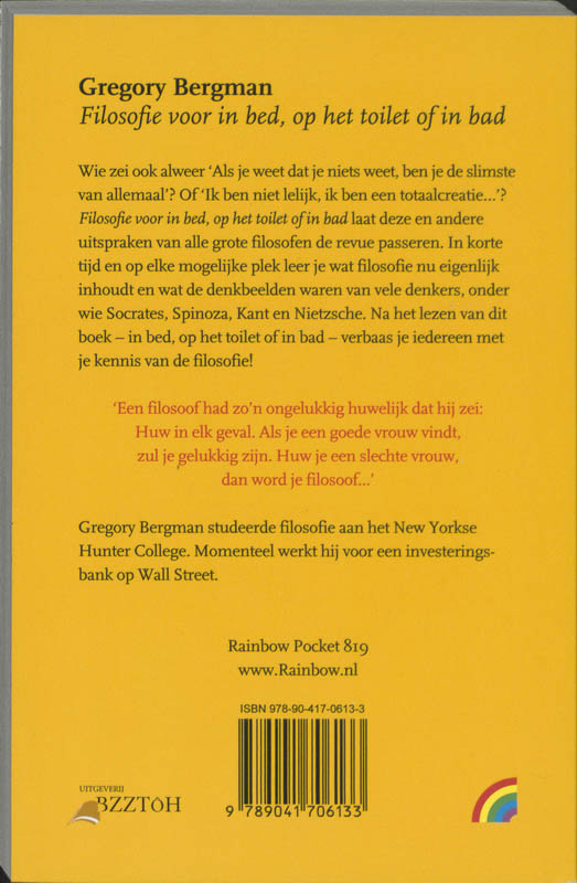 Filosofie voor in bed, op het toilet of in bad / Rainbow pocketboeken achterkant