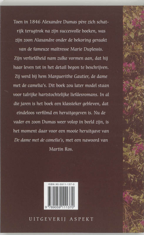 De dame met de camelia's achterkant