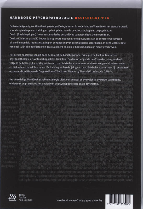 Handboek Psychopathologie 1 Basisbegrippen achterkant