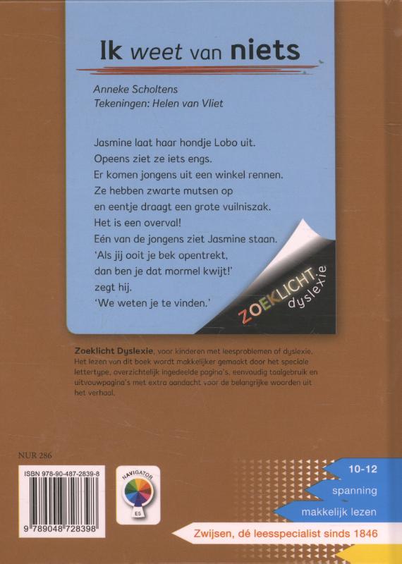 Ik weet van niets / Zoeklicht dyslexie achterkant