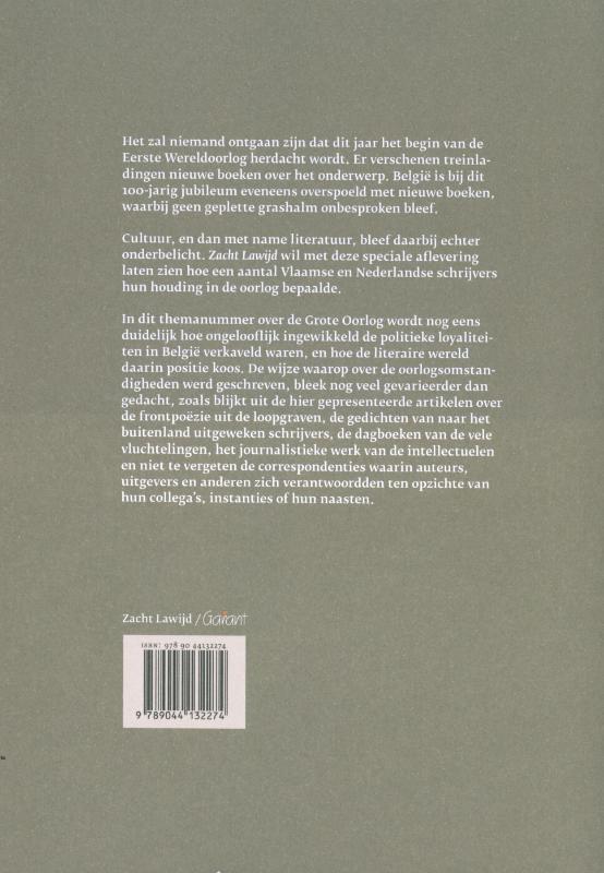 Schrijvers in de Eerste Wereldoorlog / Zacht Lawijd - Literair-historisch tijdschrift / 3 achterkant