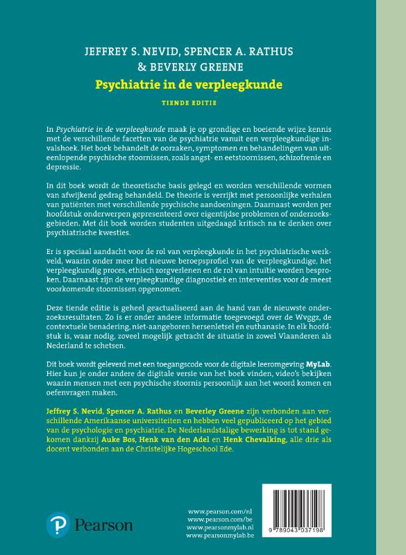 Psychiatrie in de verpleegkunde achterkant