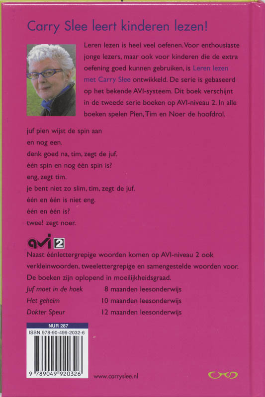 Juf moet in de hoek / Leren lezen met Carry Slee / Avi 2 achterkant