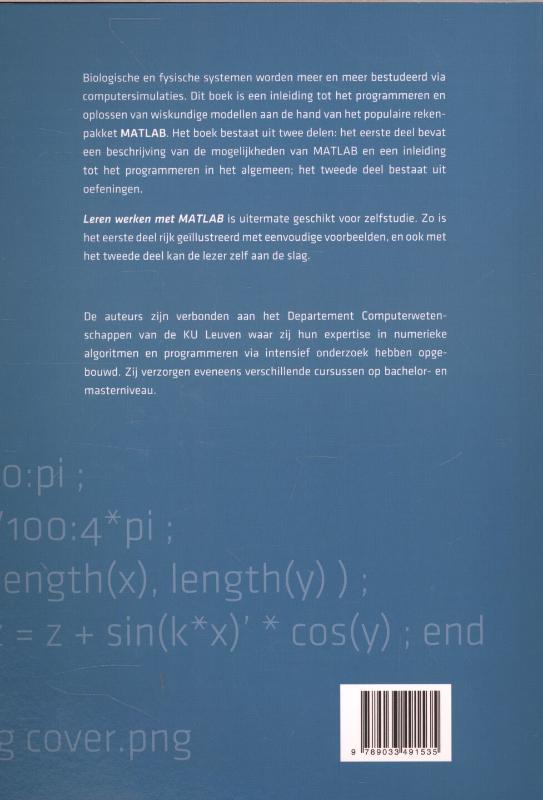 Leren werken met MATLAB achterkant