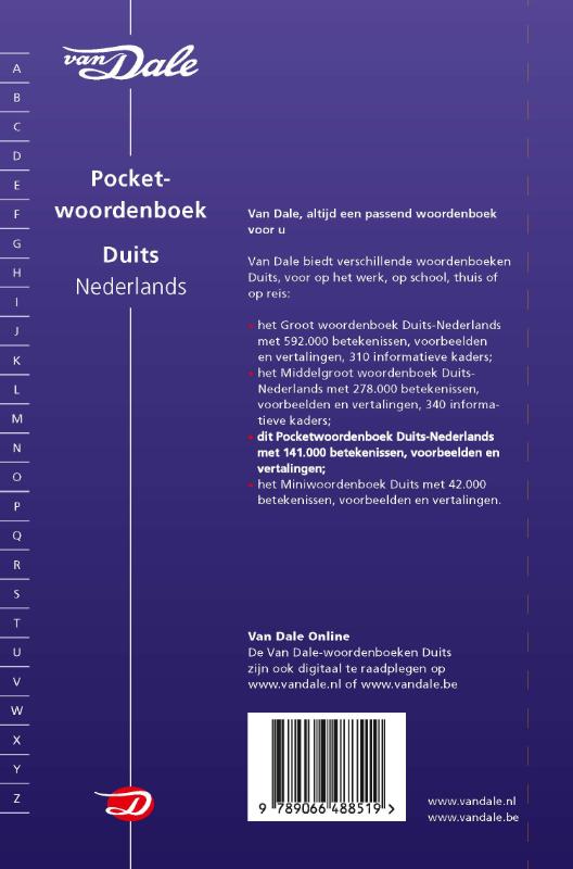 Van Dale Pocketwoordenboek Duits-Nederlands / Van Dale pocketwoordenboek achterkant