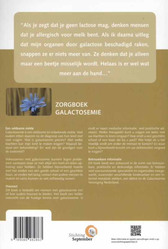 Galactosemie / Zorgboek achterkant