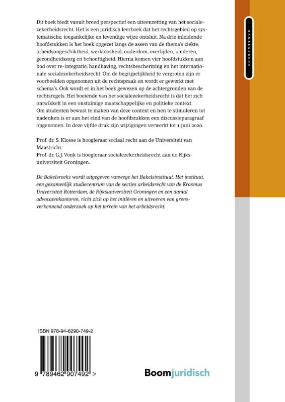 Bakelsinstituut  -   Hoofdzaken socialezekerheidsrecht achterkant
