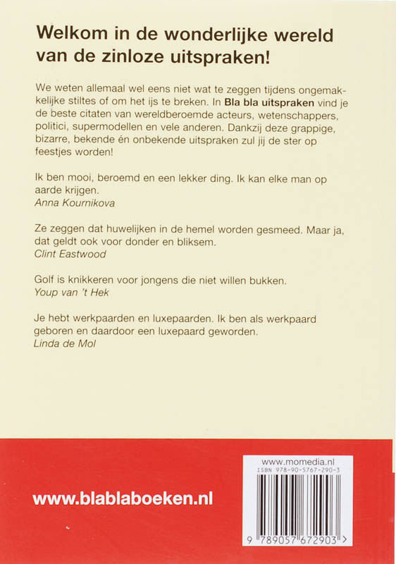 BLA BLA Uitspraken achterkant