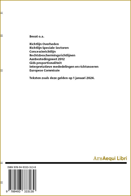 Aanbestedingsrecht 2024 / Ars Aequi Wetseditie achterkant