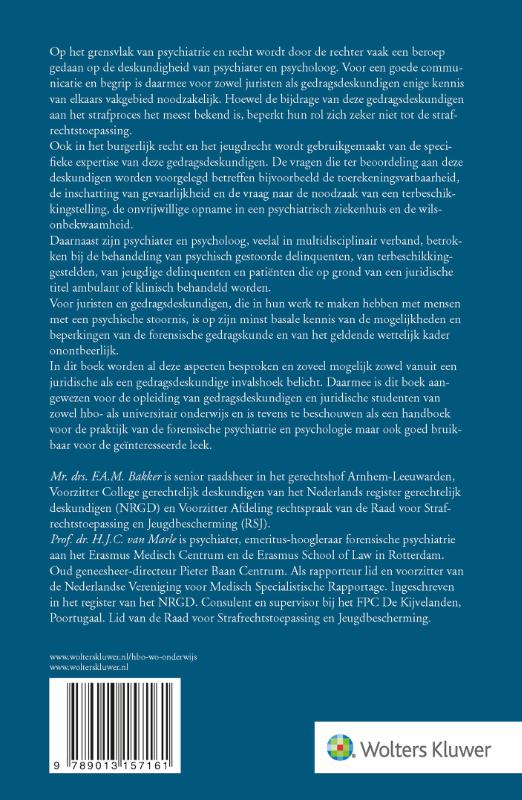 De psychiatrie in het Nederlandse recht achterkant