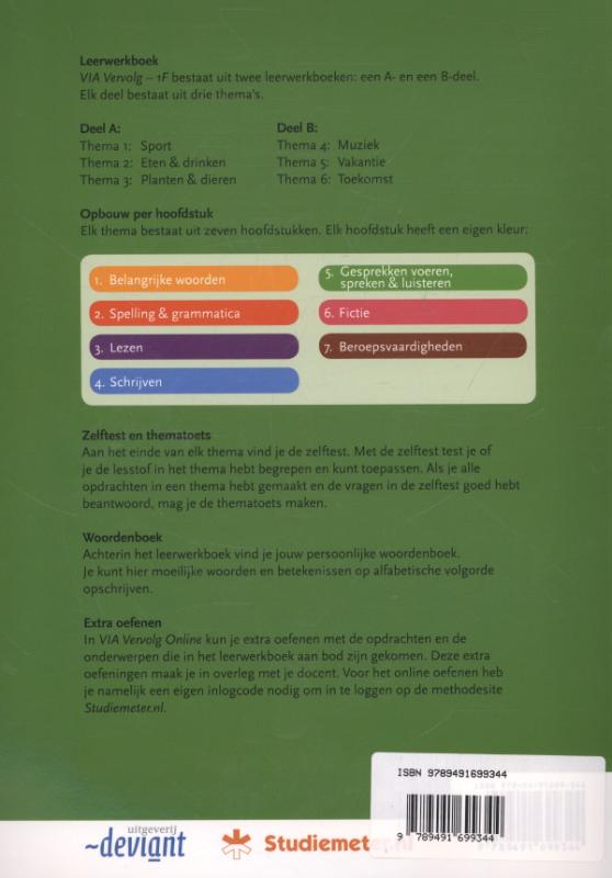 VIA Vervolg Deel B Leerwerkboek Nederlands achterkant