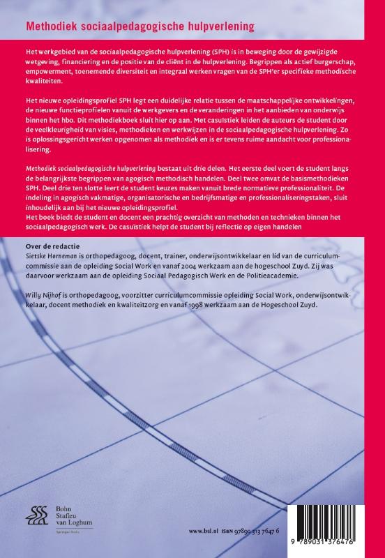 Methodiek sociaalpedagogische hulpverlening achterkant