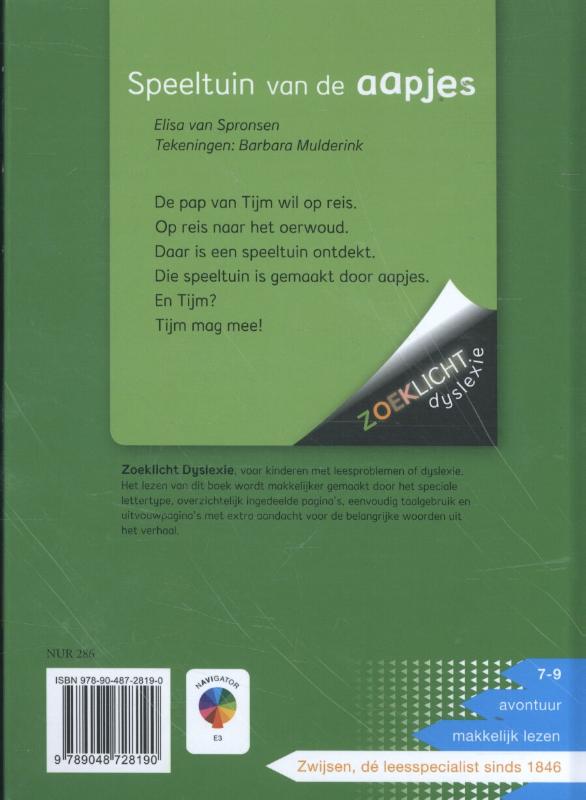 Speeltuin van de aapjes / Zoeklicht dyslexie achterkant