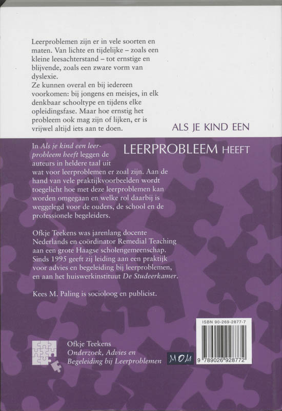 Als Je Kind Een Leerprobleem Heeft achterkant