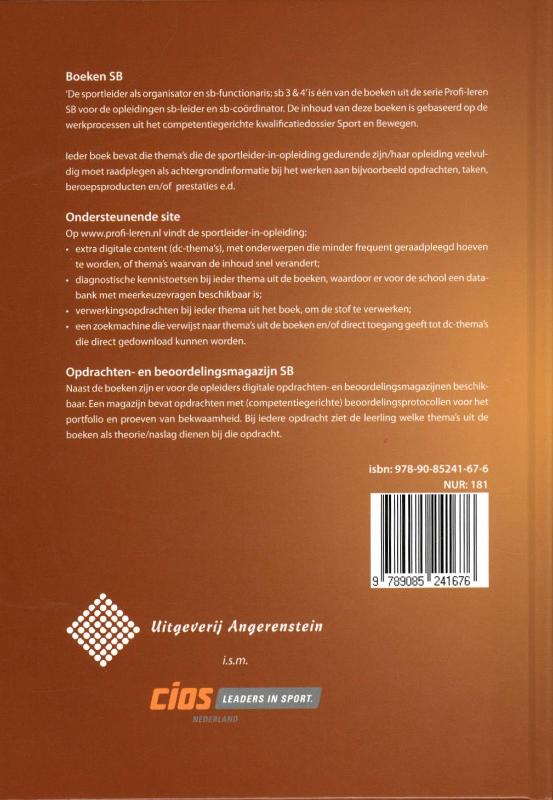 De sportleider als organisator en sb-functionaris SB 3en4 SB 3 & 4 achterkant