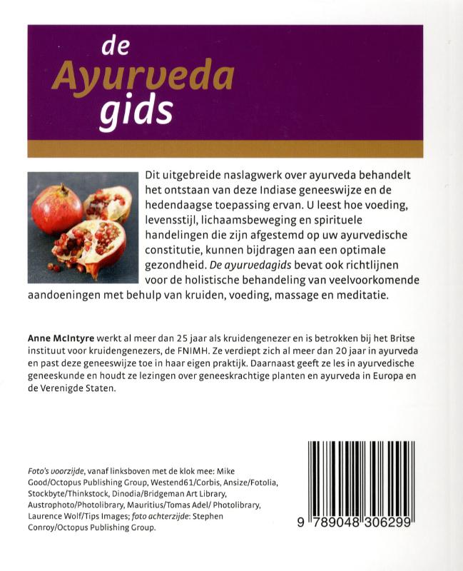 De ayurvedagids achterkant